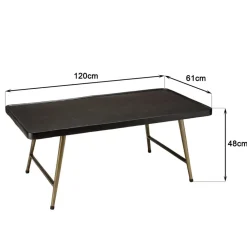 Table basse rectangulaire en Aluminium plateau Noir et pieds Dorés JOHAN