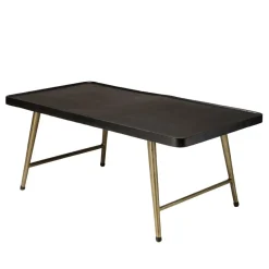 Table basse rectangulaire en Aluminium plateau Noir et pieds Dorés JOHAN
