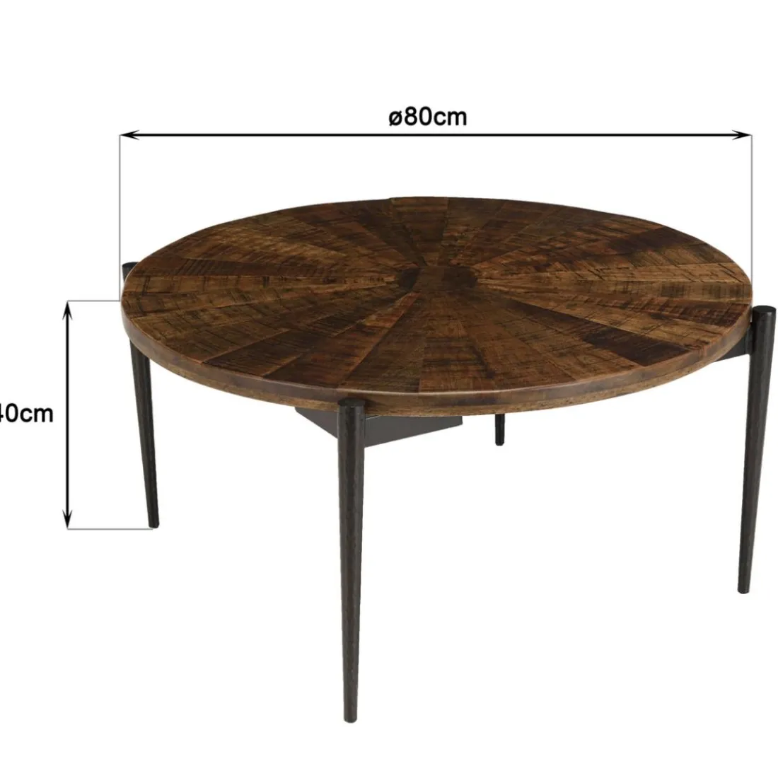 Table basse ronde bois recyclé pieds métal KIARA