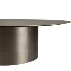 Table basse ronde en Fer Noir et bordure Dorée JAMES D120 cm