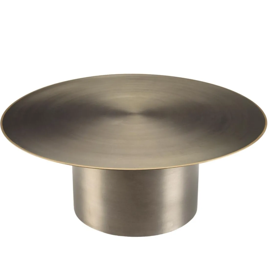 Table basse ronde en Fer Noir et bordure Dorée JAMES D80 cm