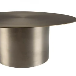 Table basse ronde en Fer Noir et bordure Dorée JAMES D80 cm