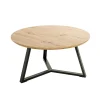 Table basse ronde plateau décor chène