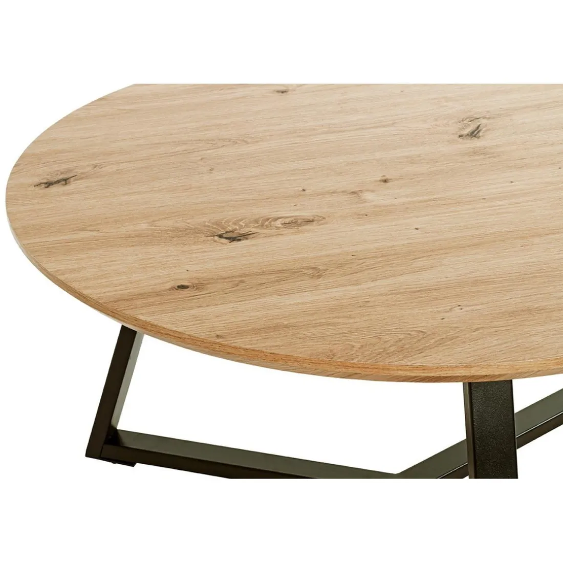 Table basse ronde plateau décor chène