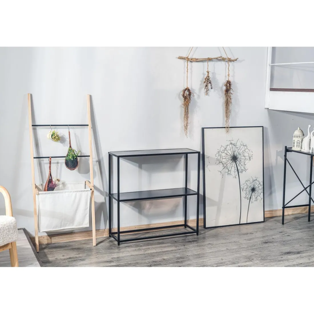 Table Console Design Industriel Moderne Noir
