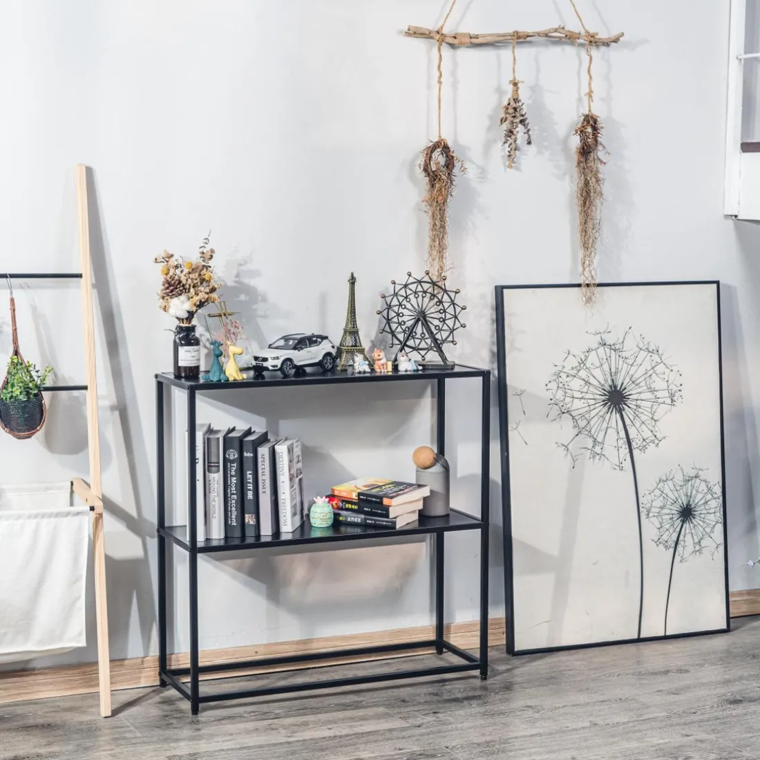 Table Console Design Industriel Moderne Noir