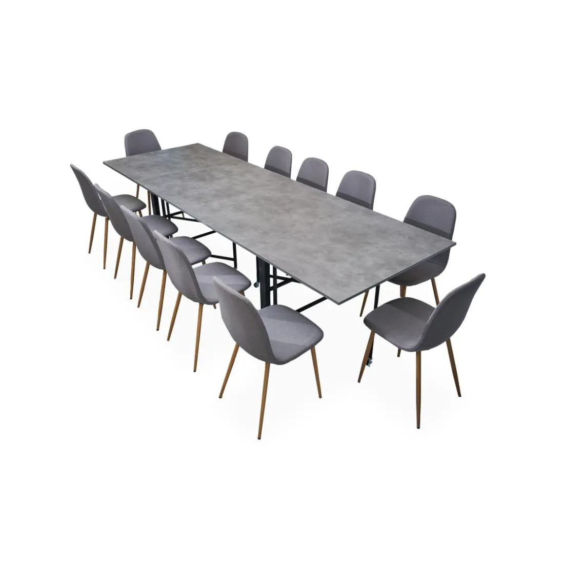 Table console extensible Nefertiti Effet béton ciré gris