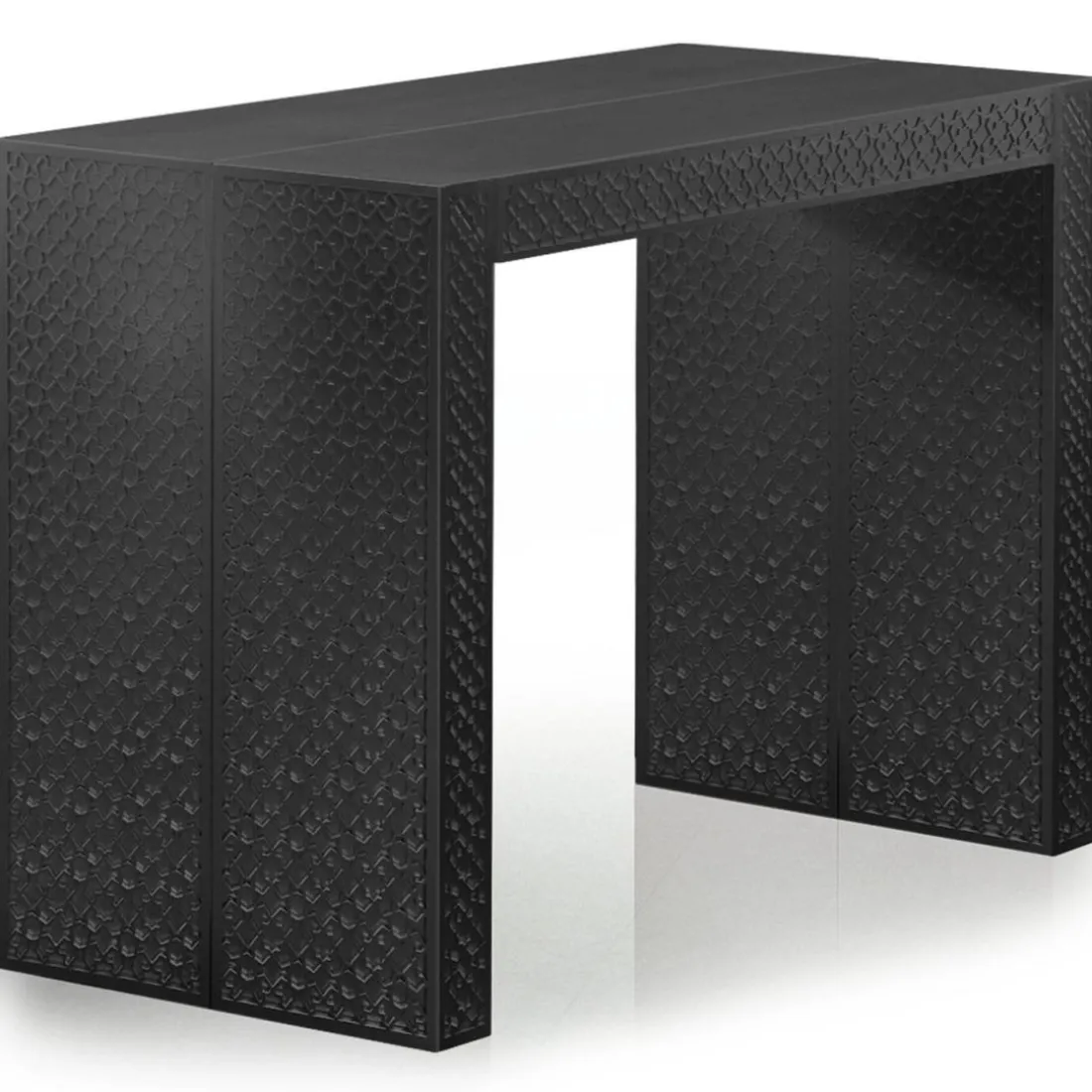 Table console extensible 200cm moulures orientales Nassau Morocco Noir mat