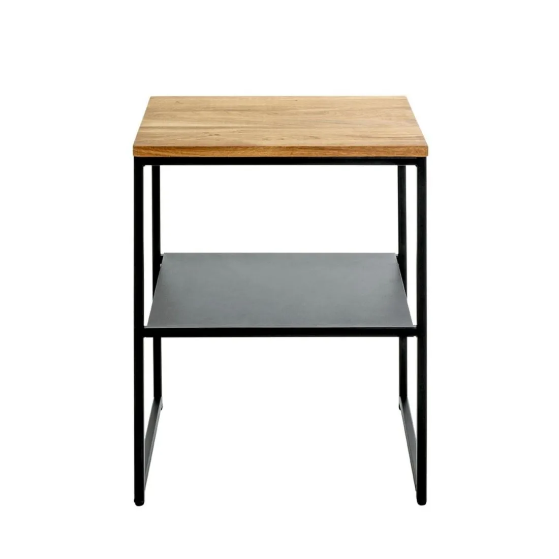 Table d'appoint à deux niveaux chène et métal