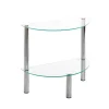 Table d'appoint 2 niveaux avec plateau demi lune en verre