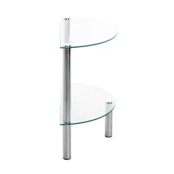 Table d'appoint 2 niveaux avec plateau demi lune en verre