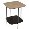 Table d'appoint 2 plateaux bi-matière pieds métal JULIA