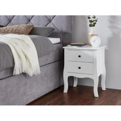 table d'appoint 2 tiroirs - blanc