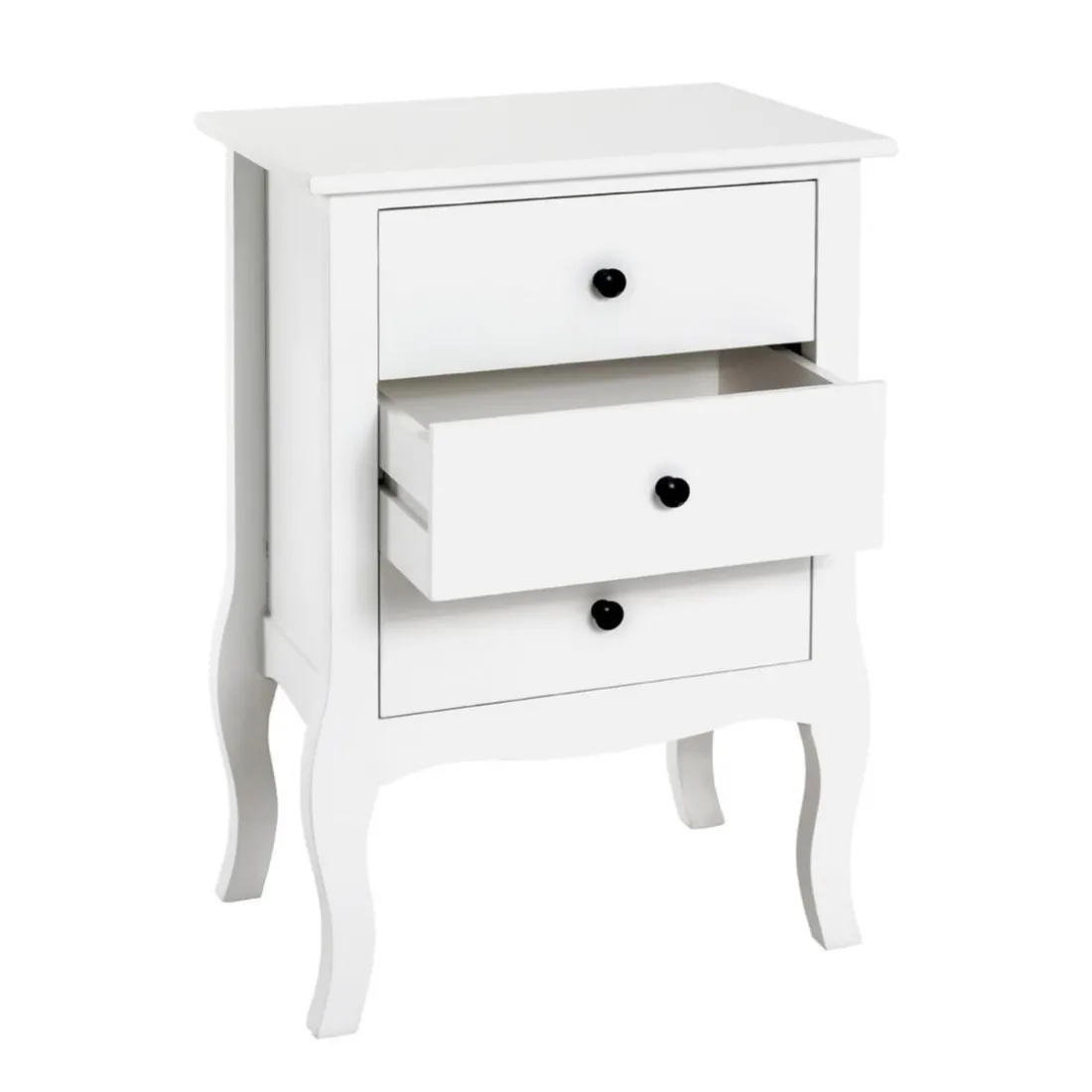 table d'appoint 3 tiroirs - blanc