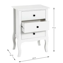 table d'appoint 3 tiroirs - blanc