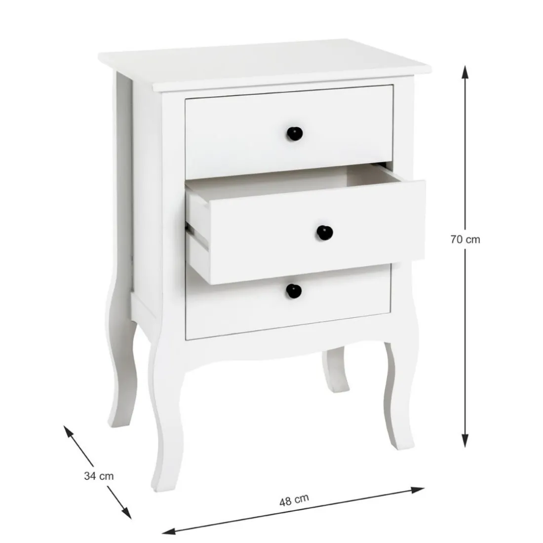 table d'appoint 3 tiroirs - blanc