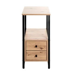 Table d'appoint avec deux tiroirs métal et bois