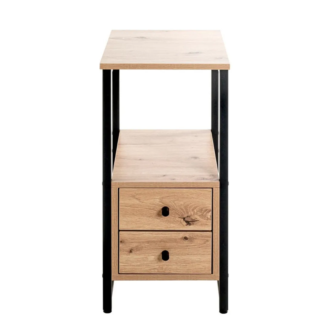 Table d'appoint avec deux tiroirs métal et bois