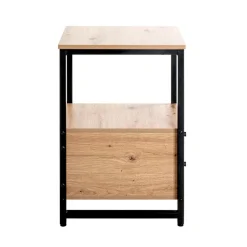 Table d'appoint avec deux tiroirs métal et bois