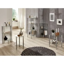 Table d'appoint avec double plateau verre transparent