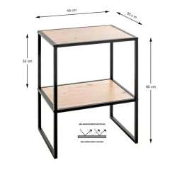 Table d'appoint avec double plateau décor chène