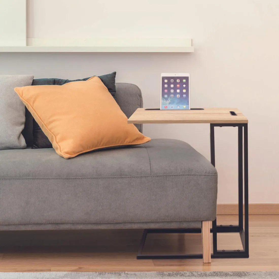 Table d'appoint avec Support tablette Bois et Métal