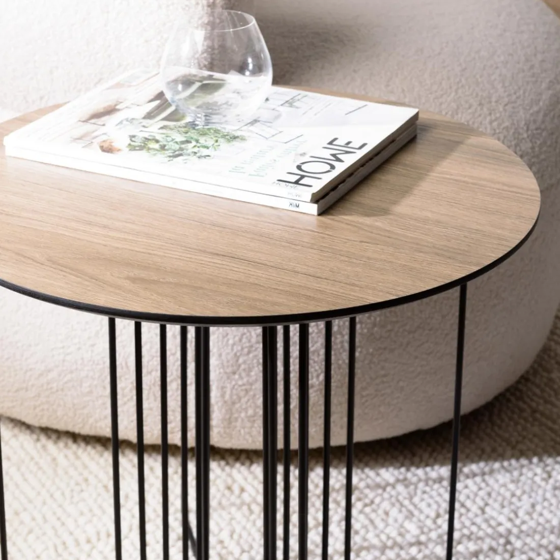 Table d'appoint biseautée mocha pieds graphiques métal JULIA