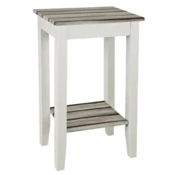 Table d'appoint blanc double plateau en décor pin
