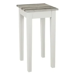 Table d'appoint blanc plateau en décor pin