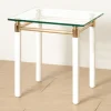 Table d'appoint carré blanche plateau verre trempé 10 mm