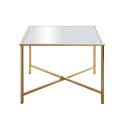 Table d'appoint carrée plateau miroir