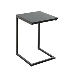 Table d'appoint design en métal plateau décor noir