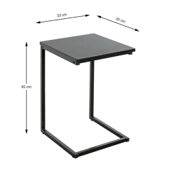 Table d'appoint design en métal plateau décor noir