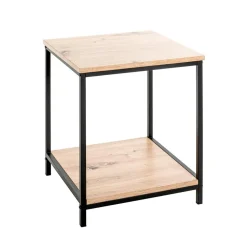 Table d'appoint deux niveaux plateaux décor chêne