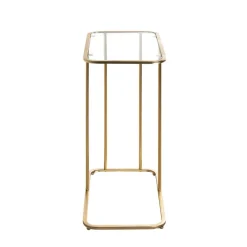 Table d'appoint Dorée en Métal laqué et plateau en Verre trempé