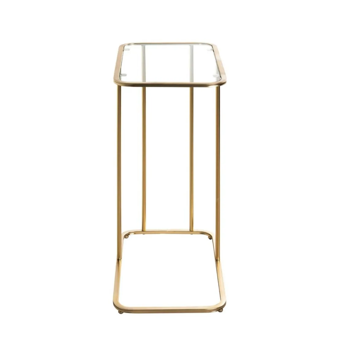 Table d'appoint Dorée en Métal laqué et plateau en Verre trempé