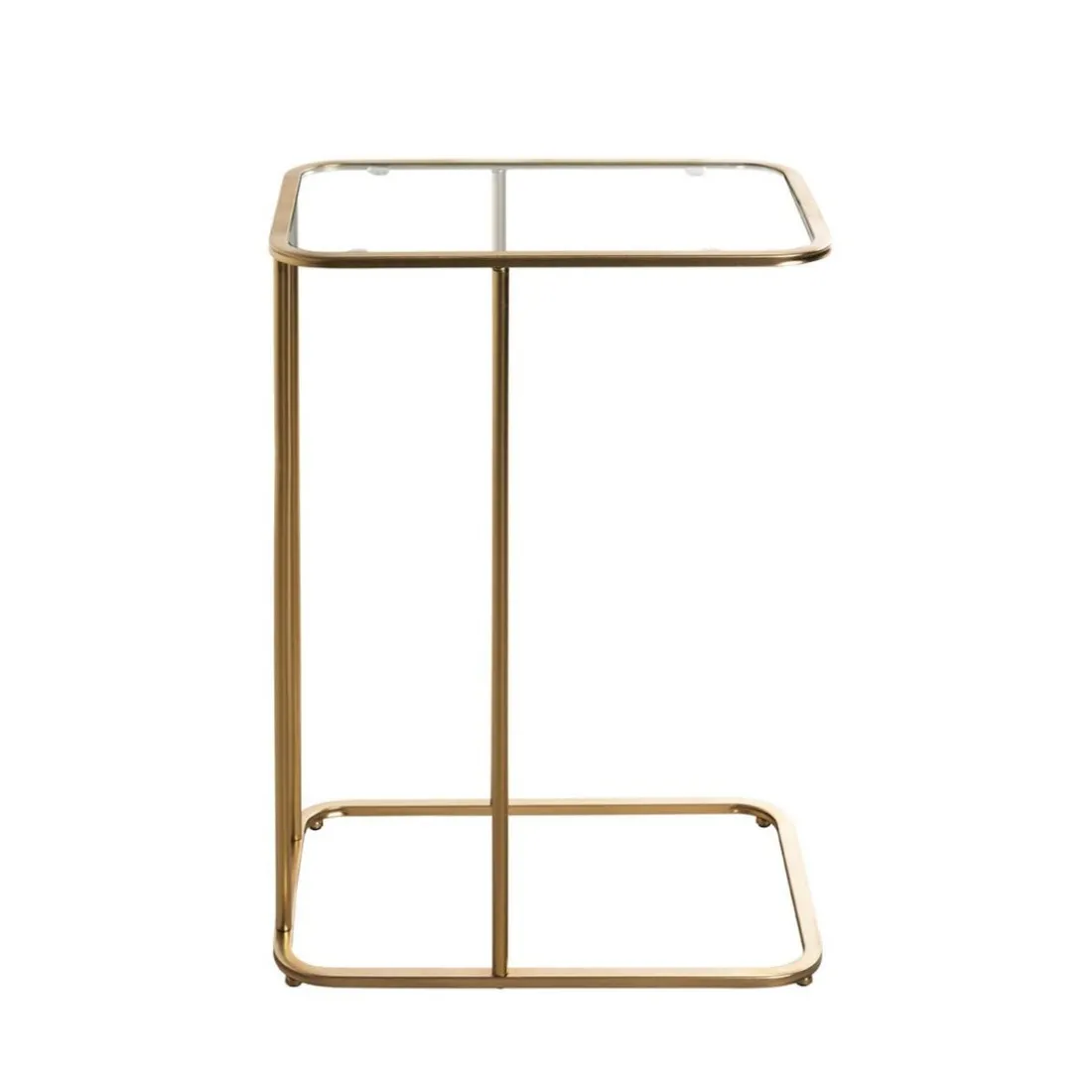 Table d'appoint Dorée en Métal laqué et plateau en Verre trempé
