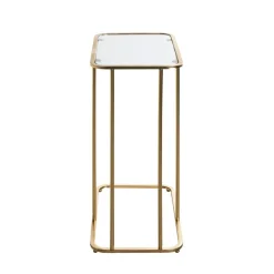 Table d'appoint Dorée en Métal laqué et plateau en Verre trempé
