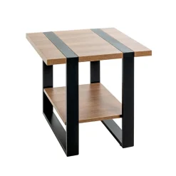 Table d'appoint double plateau en décor chène