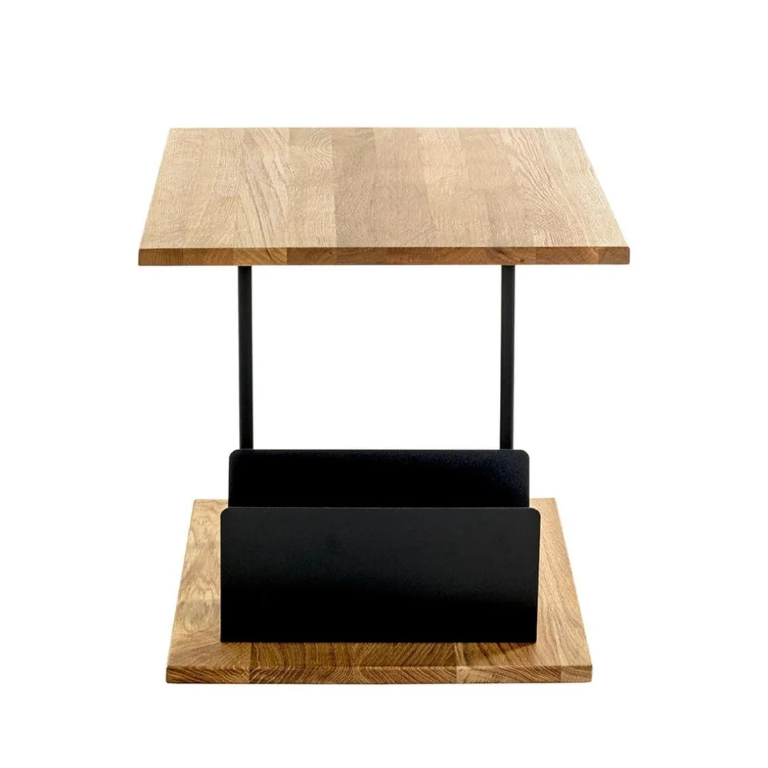 Table d'appoint en chène porte journeaux integré