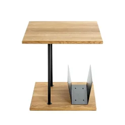 Table d'appoint en chène porte journeaux integré
