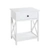 table d'appoint en MDF laqué blanc, avec 1 tiroir