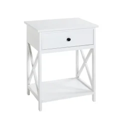 table d'appoint en MDF laqué blanc, avec 1 tiroir