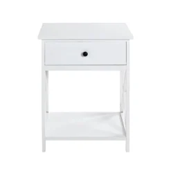 table d'appoint en MDF laqué blanc, avec 1 tiroir