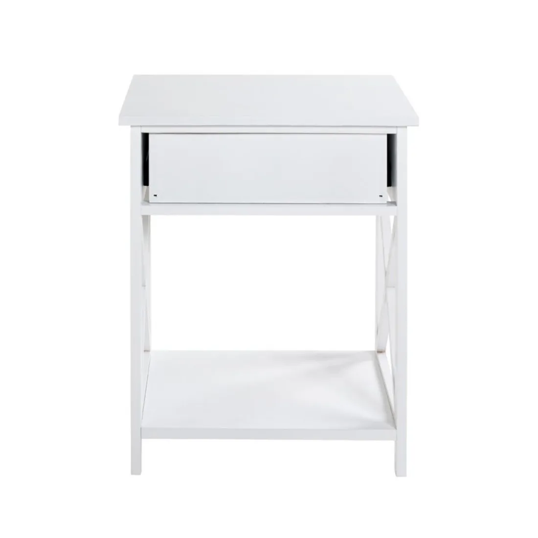 table d'appoint en MDF laqué blanc, avec 1 tiroir