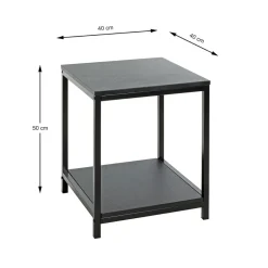 Table d'appoint en métal avec plateaux décor noir