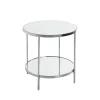Table d'appoint en métal chromé et étagères en verre