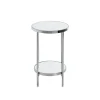 Table d'appoint en métal chromé et étagères en verre miroir