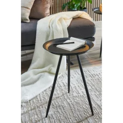 table d'appoint en métal laqué noir grand modèle