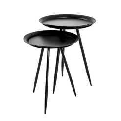 table d'appoint en métal laqué noir grand modèle